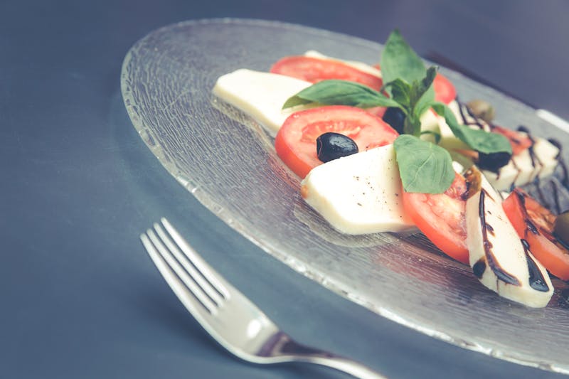 Caprese salad with fresh mozzarella and tomatoes